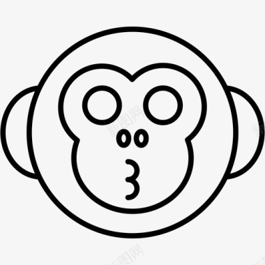 猴子表情亲吻图标图标