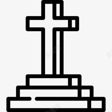 分级十字架形状基督教图标图标