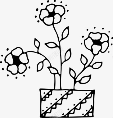 植物花花盆图标图标