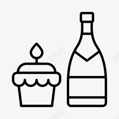 派对食物生日庆祝图标图标