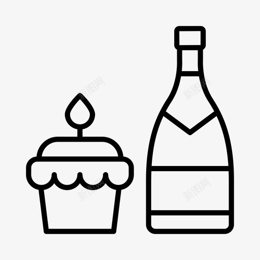 派对食物生日庆祝图标svg_新图网 https://ixintu.com 庆祝 派对食物 生日 纸杯蛋糕 香槟