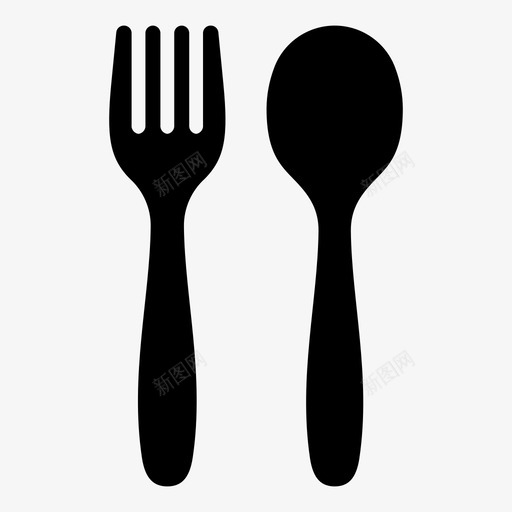 叉子和勺子餐具餐厅图标svg_新图网 https://ixintu.com 厨房用具1 叉子和勺子 银器 餐具 餐厅