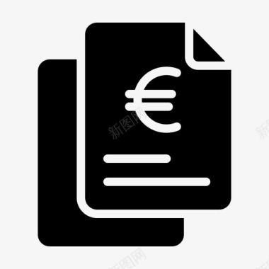 欧元货币纸张图标图标