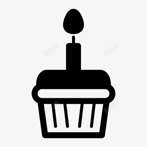 纸杯蛋糕生日蛋糕蜡烛图标svg_新图网 https://ixintu.com 生日蛋糕 纸杯蛋糕 蜡烛