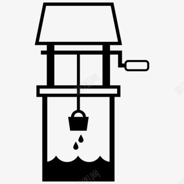 水井水桶抽水图标图标