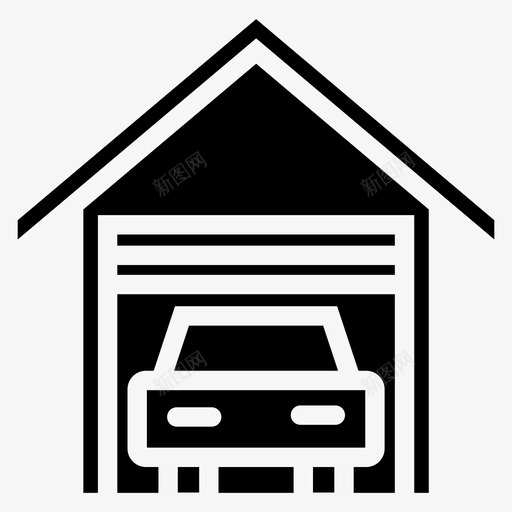 车库城市住宅图标svg_新图网 https://ixintu.com 住宅 城市 房屋 物业 车库