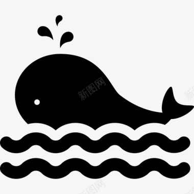 鲸鱼呼吸动物海洋和海滩图标图标