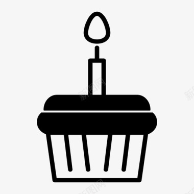 纸杯蛋糕蜡烛生日蛋糕图标图标