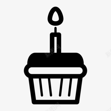 纸杯蛋糕生日蛋糕蜡烛图标图标