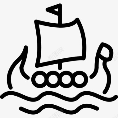 长船车辆海盗图标图标
