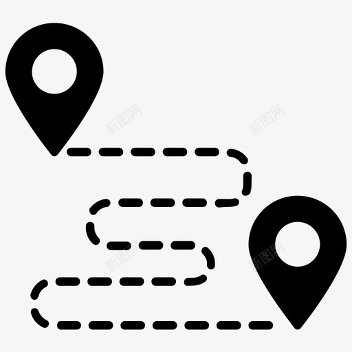 路线定位销位置指针图标svg_新图网 https://ixintu.com 位置指针 地图和导航图示符图标 定位销 行驶距离 路线 路线图