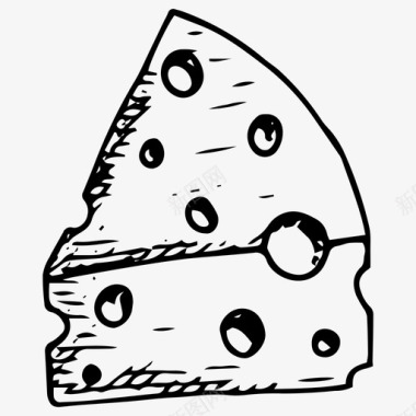 奶酪食品手绘图标图标