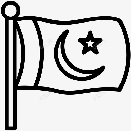 国旗国家象征新月和星星图标svg_新图网 https://ixintu.com 国家象征 国旗 巴基斯坦文化和地标性建筑轮廓图标 新月和星星