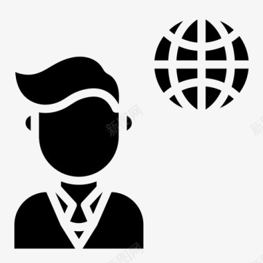 全球业务全球男性图标图标
