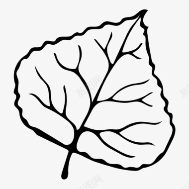 白杨叶单叶乔木图标图标
