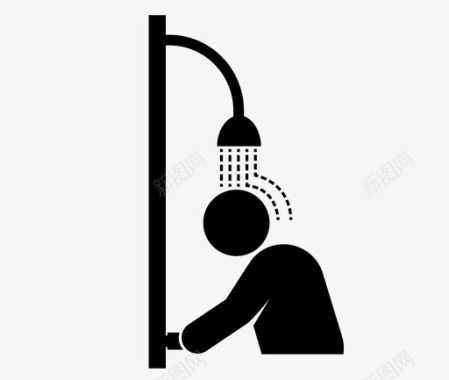 男淋浴洗澡清洁图标图标