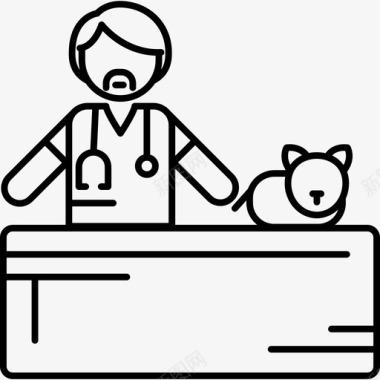 兽医和猫男人超薄图标图标