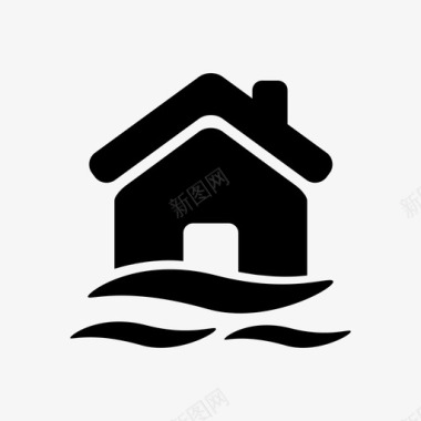 家庭洪水保险灾害房屋图标图标