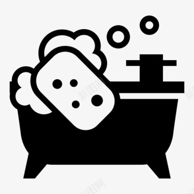 浴缸清洁泡泡海绵图标图标