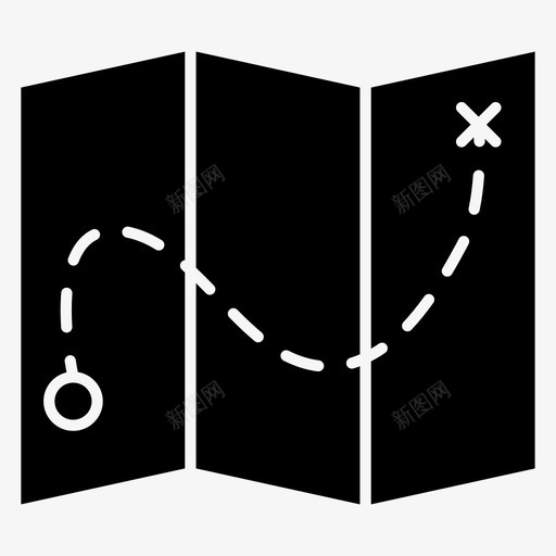 地图方向行程图标svg_新图网 https://ixintu.com 地图 方向 旅行实线 行程