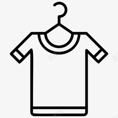 服装t恤购物和商业线图标图标