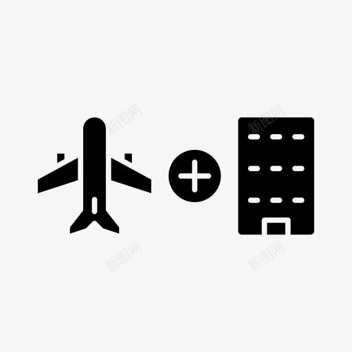 打包酒店和飞机商务促销图标svg_新图网 https://ixintu.com 促销 商务 打包酒店和飞机