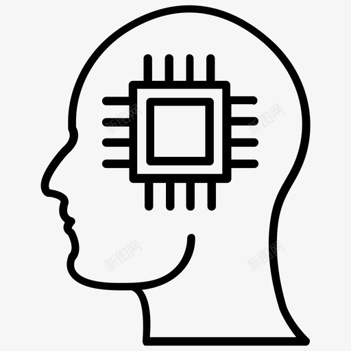 人工智能机器智能脑内微芯片图标svg_新图网 https://ixintu.com 人工智能 机器智能 脑内微芯片 虚拟现实线图标 超级智能 软件代理