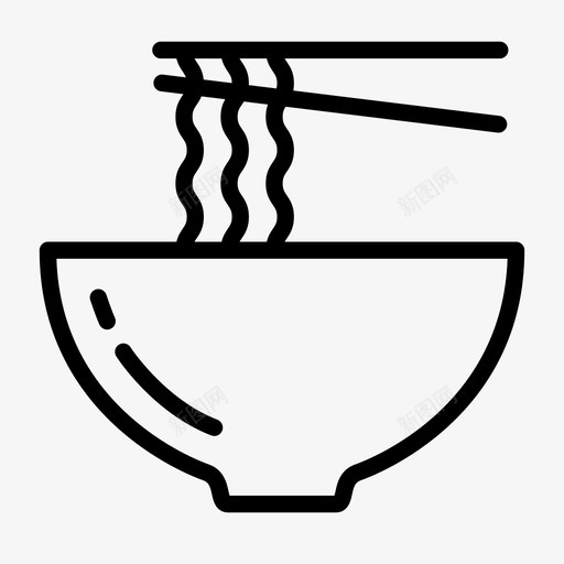 面条筷子食物图标svg_新图网 https://ixintu.com 厨房用具 器皿 拉面 筷子 面条 食物