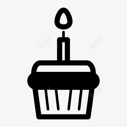 纸杯蛋糕生日蛋糕蜡烛图标svg_新图网 https://ixintu.com 甜点 生日蛋糕 纸杯蛋糕 蜡烛