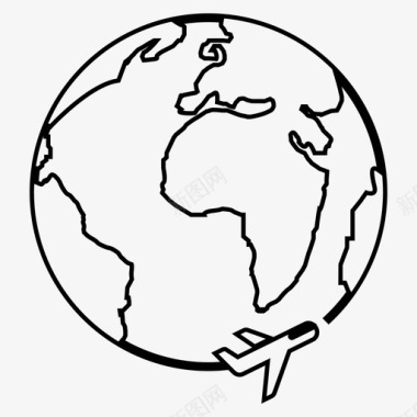 旅行飞机环游世界图标图标