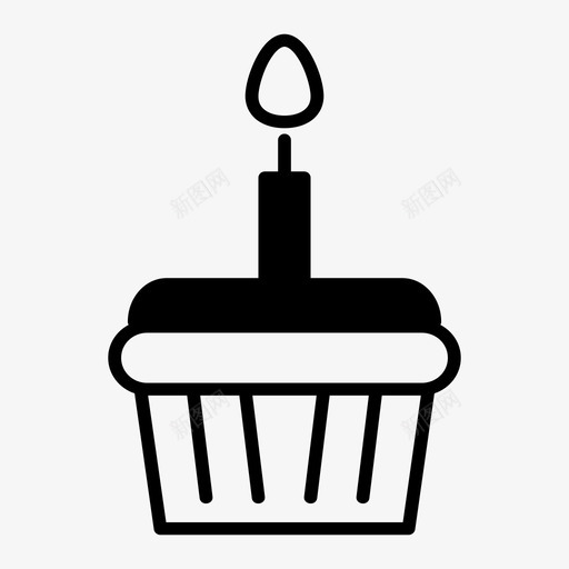 纸杯蛋糕生日蛋糕蜡烛图标svg_新图网 https://ixintu.com 甜点 生日蛋糕 纸杯蛋糕 蜡烛