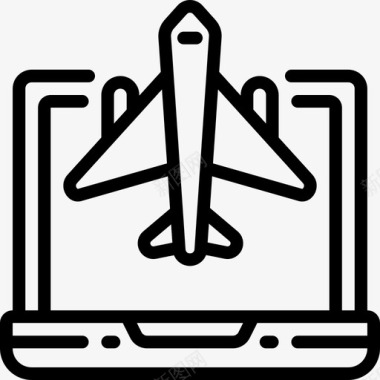 在线预订旅程笔记本电脑图标图标
