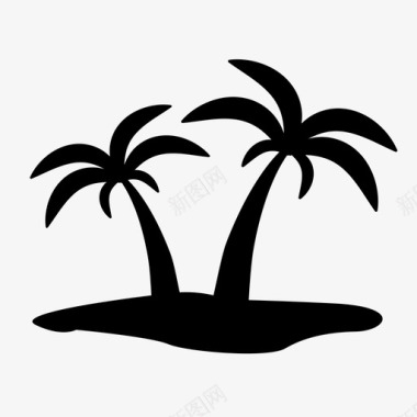 岛屿沙漠棕榈树图标图标