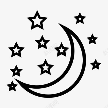 夜晚月亮睡眠图标图标