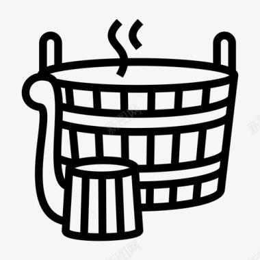 桑拿浴室水桶图标图标