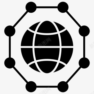 区块链全球节点图标图标
