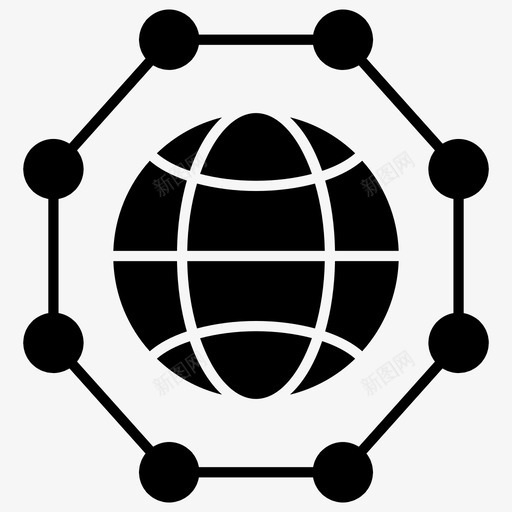 区块链全球节点图标svg_新图网 https://ixintu.com 全球 区块链 物联网实体 节点