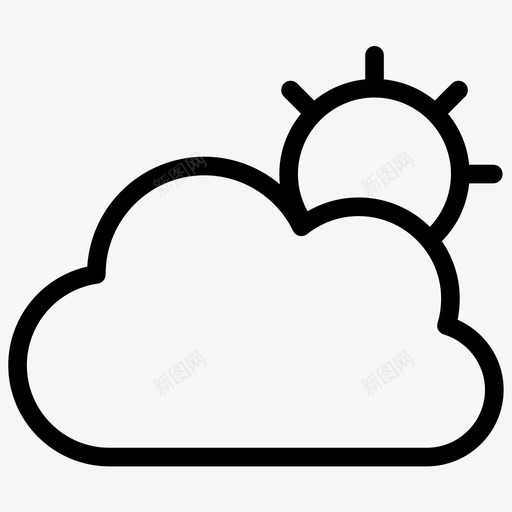 云和太阳多云天气图标svg_新图网 https://ixintu.com 云和太阳 多云 天气