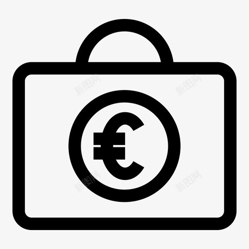 公文包商务货币图标svg_新图网 https://ixintu.com 公文包 商务 手提箱 欧元 货币