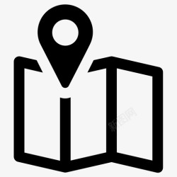 折叠地图和图钉插画地图折叠地图位置图标高清图片