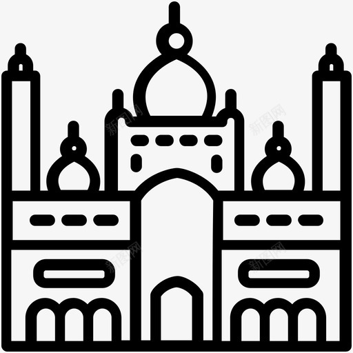 巴德沙希清真寺巴基斯坦文化和地标性建筑轮廓图标svg_新图网 https://ixintu.com 巴基斯坦文化和地标性建筑轮廓图标 巴德沙希清真寺