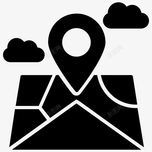 地图位置gps定位销图标svg_新图网 https://ixintu.com gps 位置指针 地图位置 地图和导航符号图标 定位销 导航