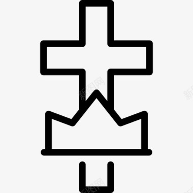 十字架和皇冠形状基督教图标图标
