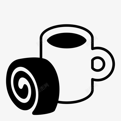 咖啡时间杯子面包卷图标svg_新图网 https://ixintu.com 咖啡时间 杯子 点心 面包卷