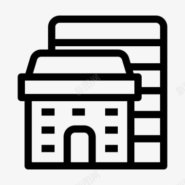 公寓建筑和城市房地产图标图标