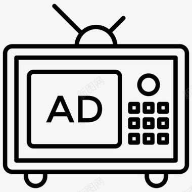 电视广告品牌网络和搜索引擎优化线图标图标