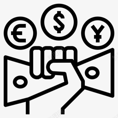 法定货币经济学手图标图标