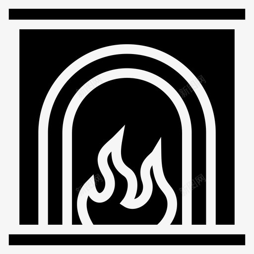 壁炉火焰式热的图标svg_新图网 https://ixintu.com 坚固的 壁炉 温暖的 火焰式 热的