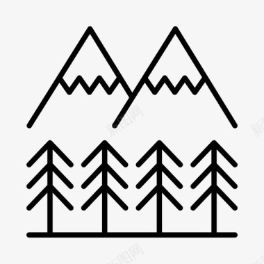 冬天阿尔卑斯山圣诞节图标图标