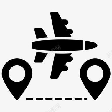 gps飞机跟踪地图和导航符号图标图标